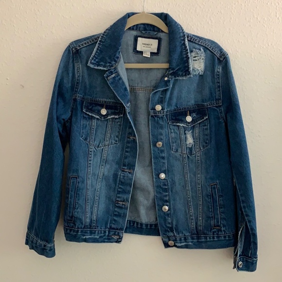 NWOT Denim Jean Jacket Rock and Roll F21 Small - Picture 3 of 8